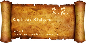 Kapitán Richárd névjegykártya